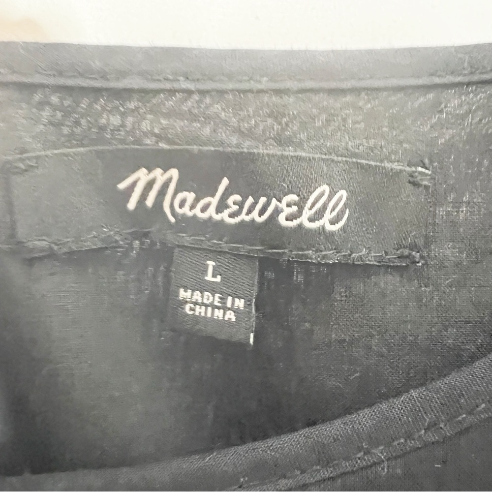 Madewell Black Embroidered Eyelet Puff Sleeve Mini Dress Size Large - Picture 9 of 9